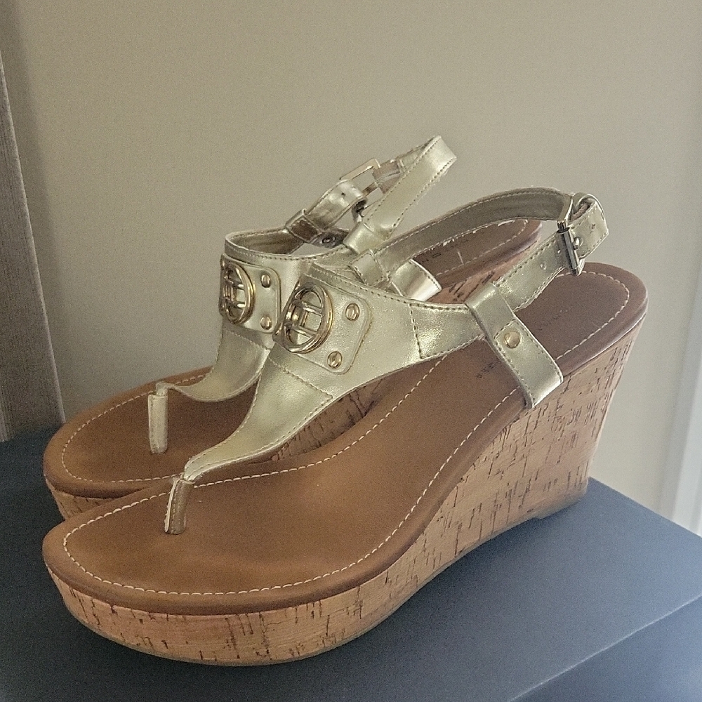Tommy Hilfiger Gold Wedge Sandals
